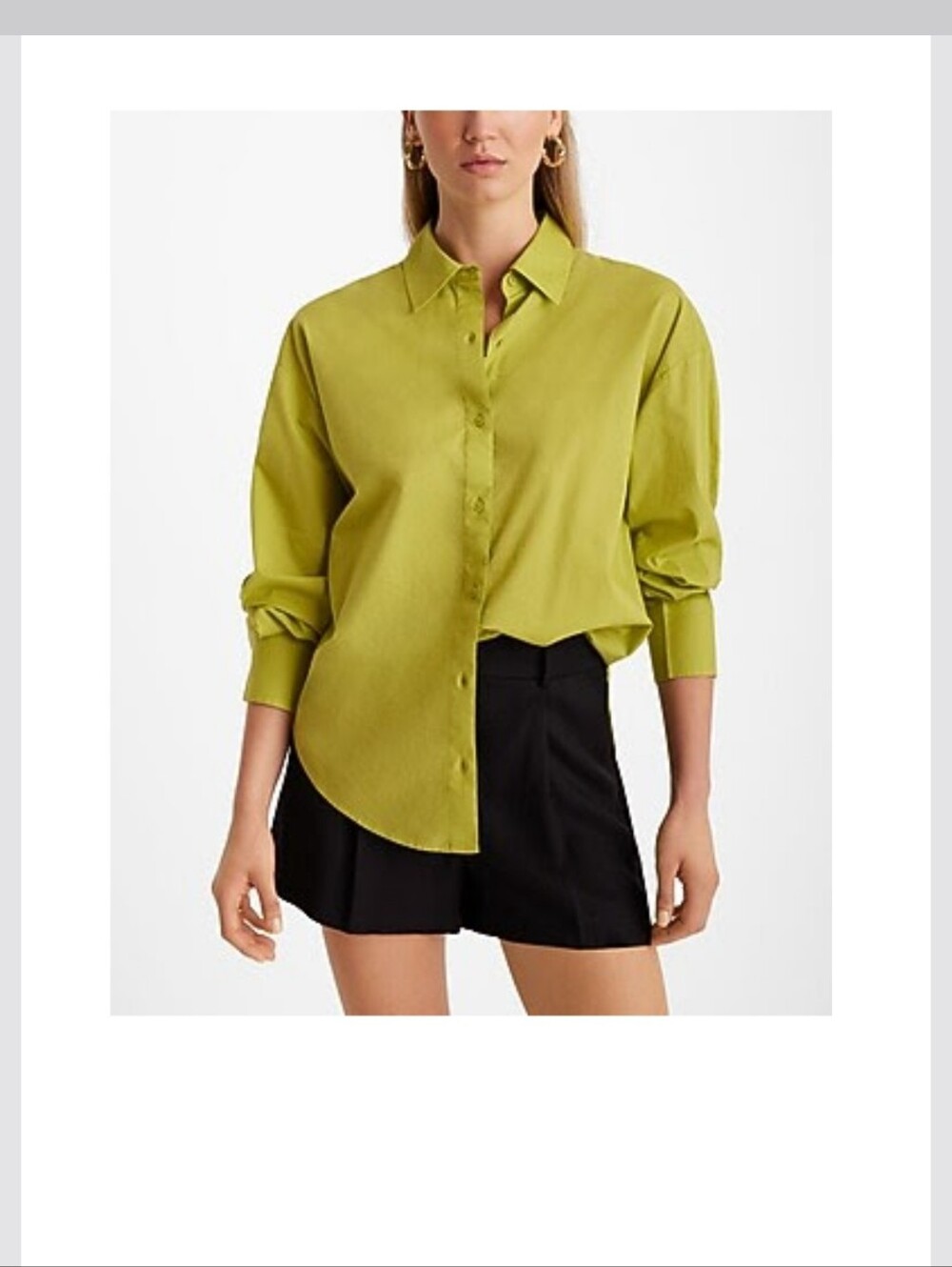 Express Oversized Button-Down Shirt in Chartreuse